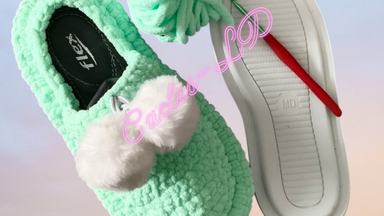 PANTUFLA TEJIDA A CROCHET MUY FACIL PARA PRINCIPIANTES (CACLES-LD)