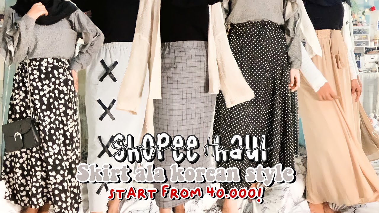 Shopee Haul ROK / SKIRT Korean Style MURAH Mulai Dari 40.000! ROK TARTAN, DAISY, KNIT, POLKA, CERUTY