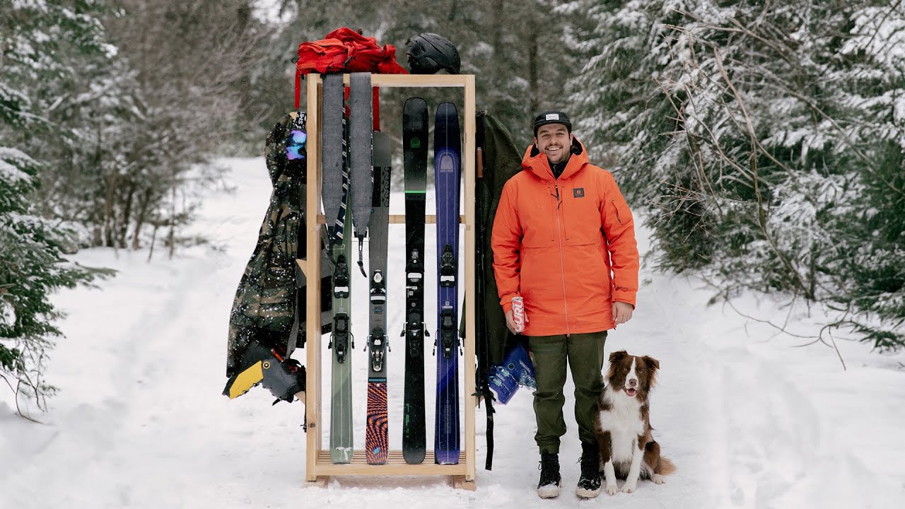 Ski Rack for Backcountry Gear Crafted out of Repuposed Wood