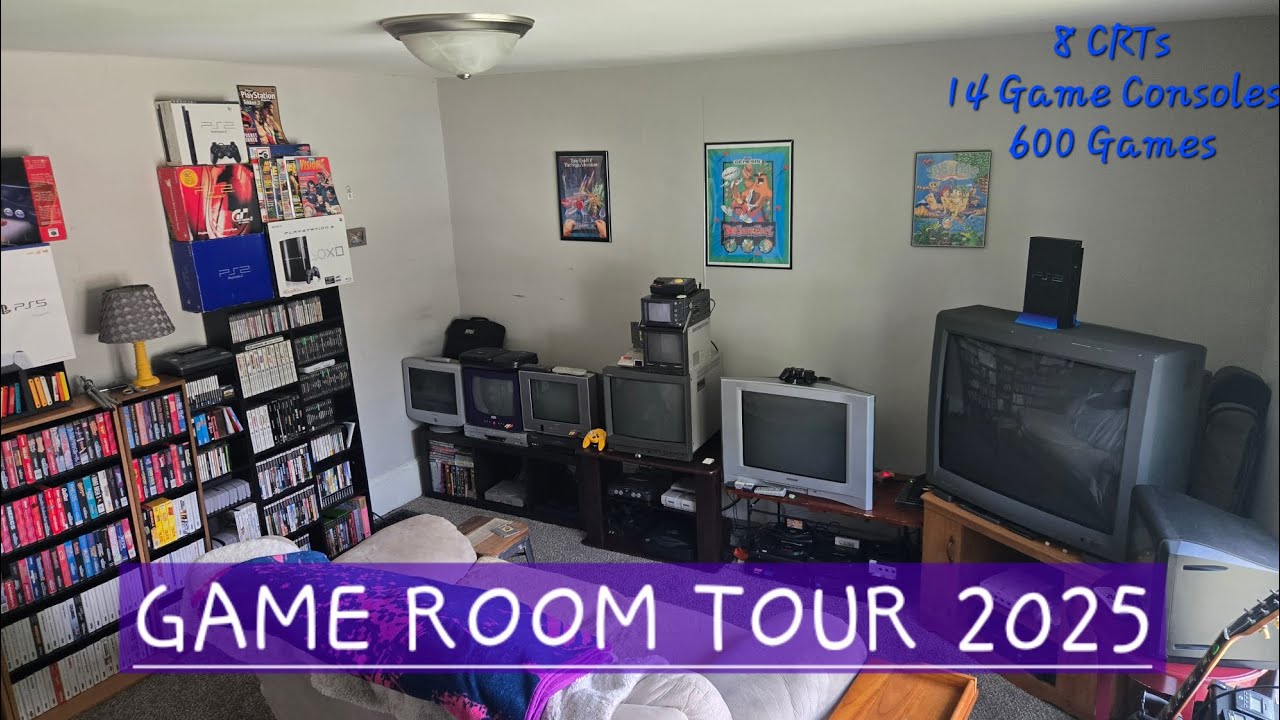 My Game Room Tour - 2025 - 8 CRTs - 14 Consoles - 600 Games - Retro PCs