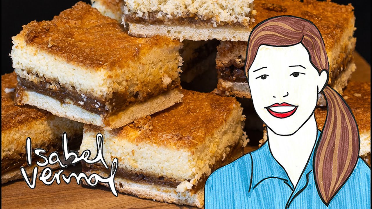 Cuadrados de coco y dulce de leche