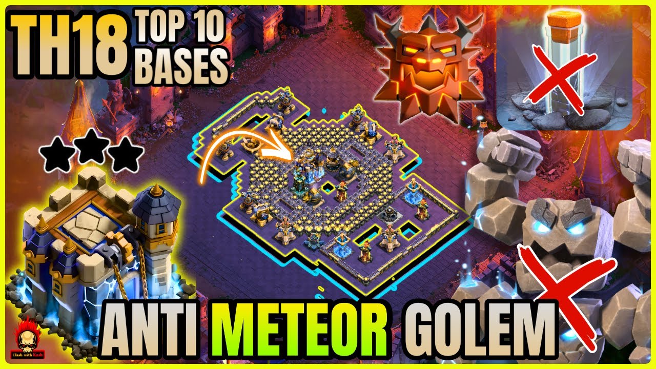ANTI METEOR GOLEM TOP 10 TOWNHALL 18 BASE ! TH18 LEGEND BASES WITH LINK ! ANTI 2 STAR TH18 WAR BASE
