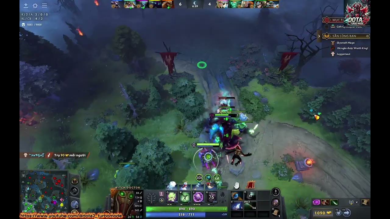 [WD-52] Witch Doctor + Spectre [Safelane] vs Wraith King + Skywarth Mage #witchdoctor #dota2turbo