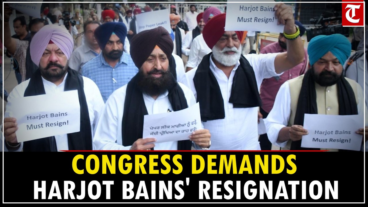 WATCH: Congress MLAs Protest Over Punjab Paper Leak, Demand Harjot Bains' Resignation