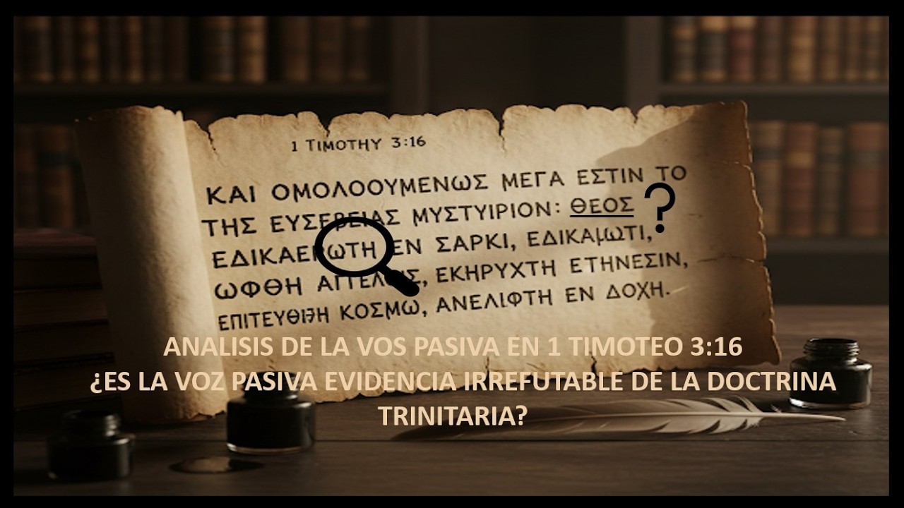 ANALISIS DE LA VOZ PASIVA EN 1 TIMOTEO 3:16  ES LA VOS PASIVA EVIDENCIA IRREFUTABLE DE LA DOCTRINA D