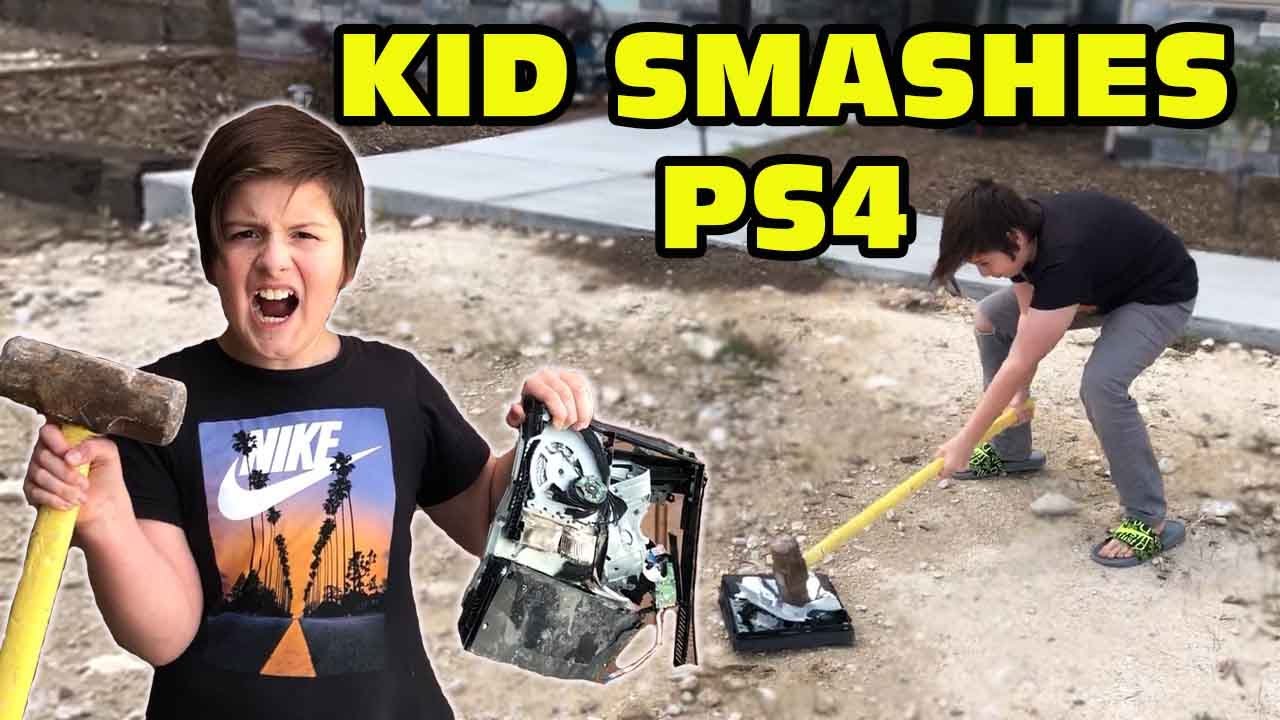 Kid Smashes PS4 With Sledgehammer Because He Want The New PS5 - Dad Swears!