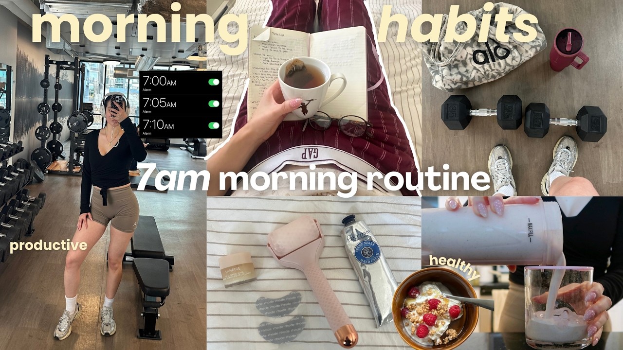 7AM productive morning in my life 🌱 simple morning habits, leg day, healthy eating & soft discipline