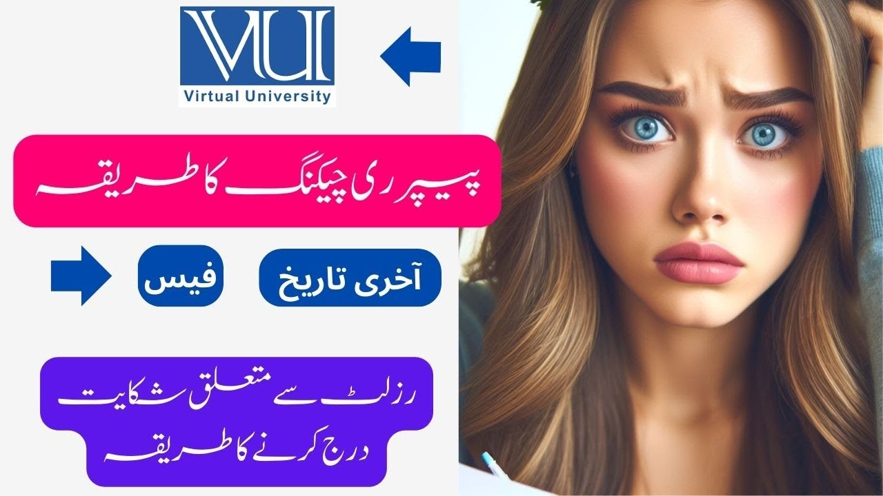 Rechecking Of Papers | Any Complaint against Result | Method of request | Fee & Last Date | VU Pak