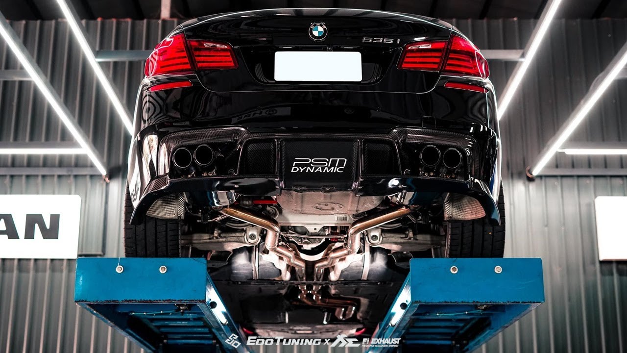 BMW 535i F10 Fi EXHAUST Quad Carbon Tips on the PSM Dynamic Diffuser X Bump Sort Stage 2