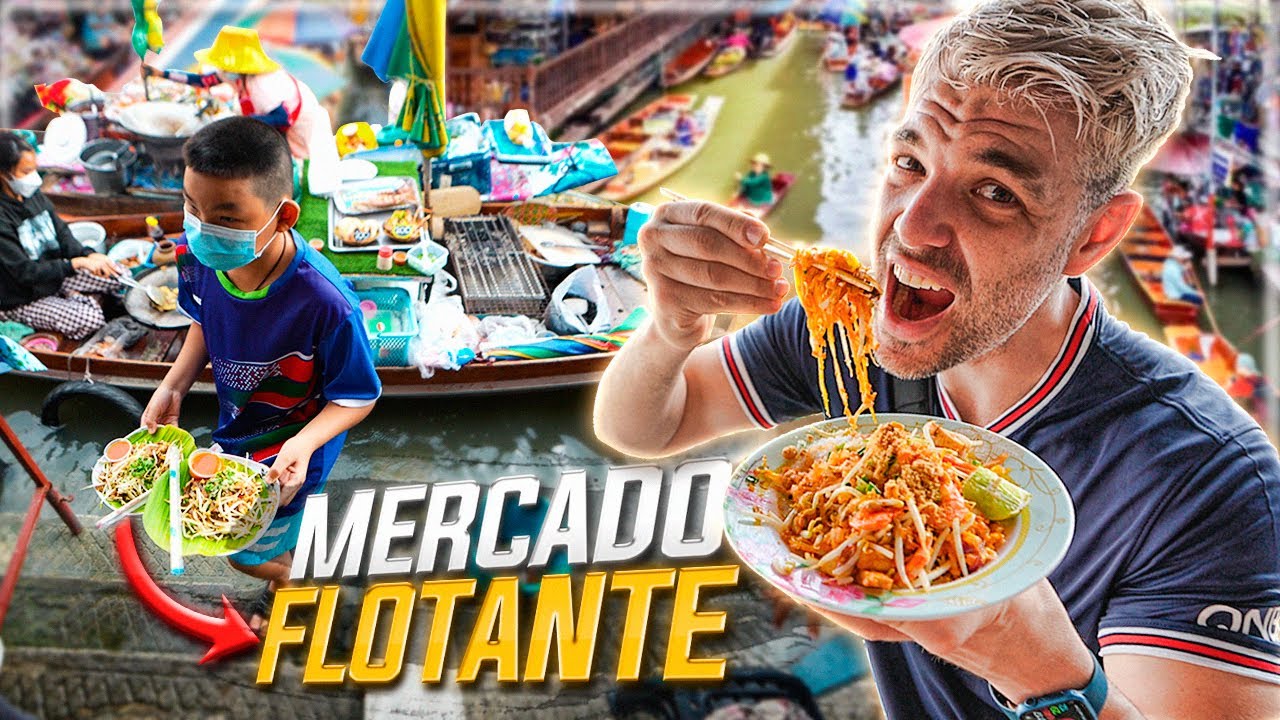 COMIENDO EN EL MERCADO FLOTANTE MÁS FAMOSO de TAILANDIA *COCINAN TODO ESTO EN BARCAS* 🚣‍♀️🇹🇭