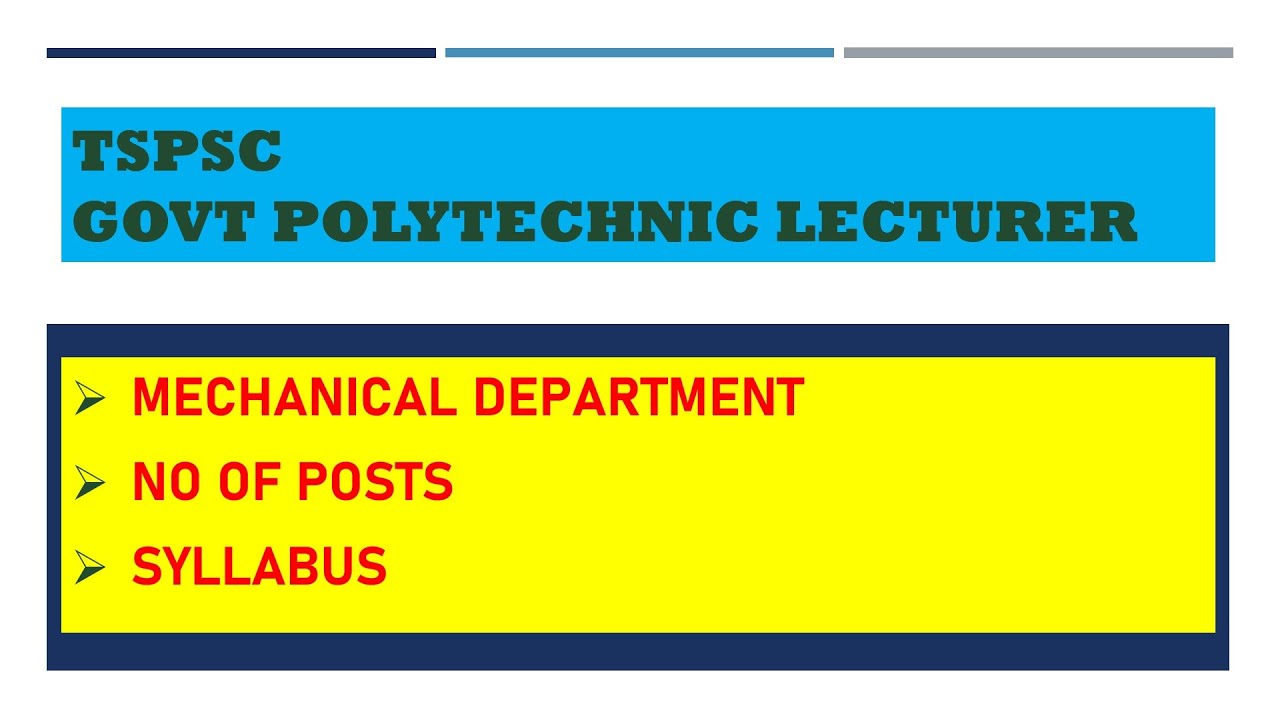 TSPSC GOVERNMENT POLYTECHNIC LECTURERS NOTIFICATION