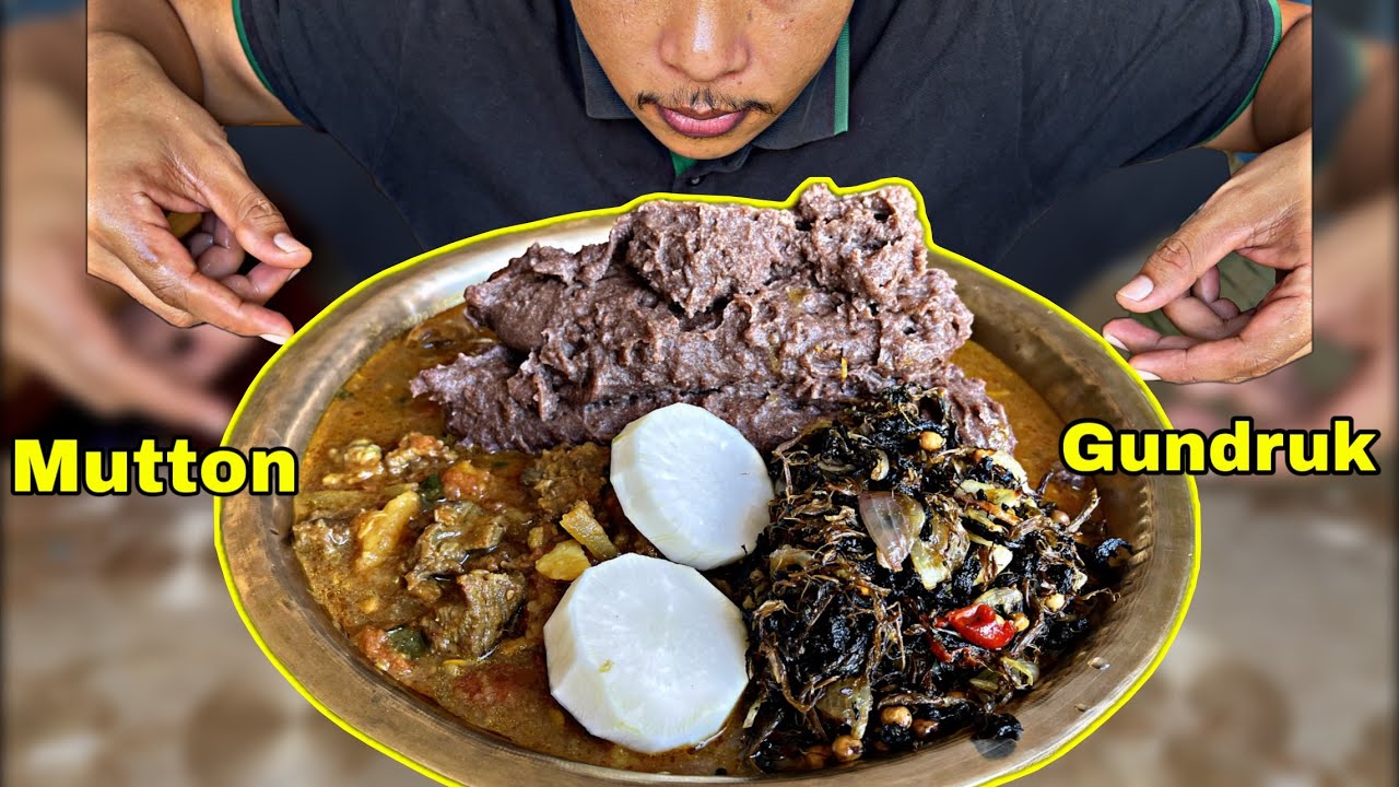 Gundruk Bhatamas Pickle with Mutton jhol and Dhido | BIG BITE
