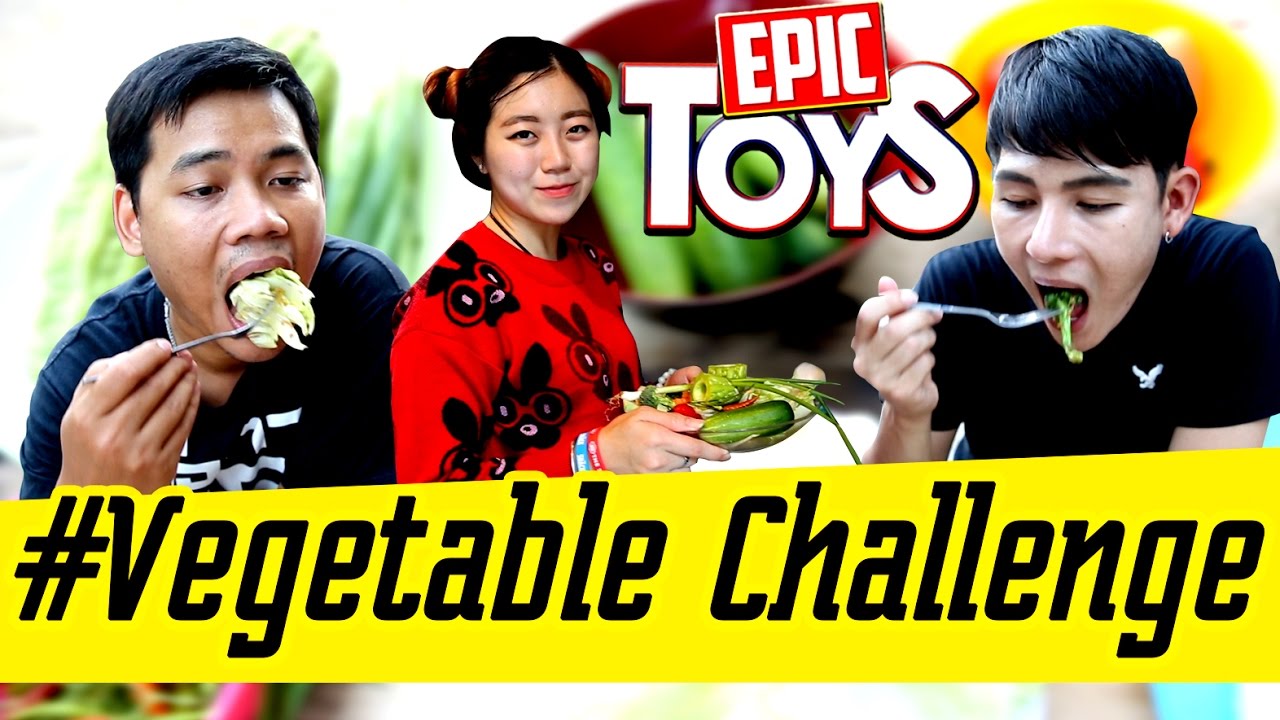 Accepting the vegetable-eating challenge from Bie the Ska - Epic Toys.