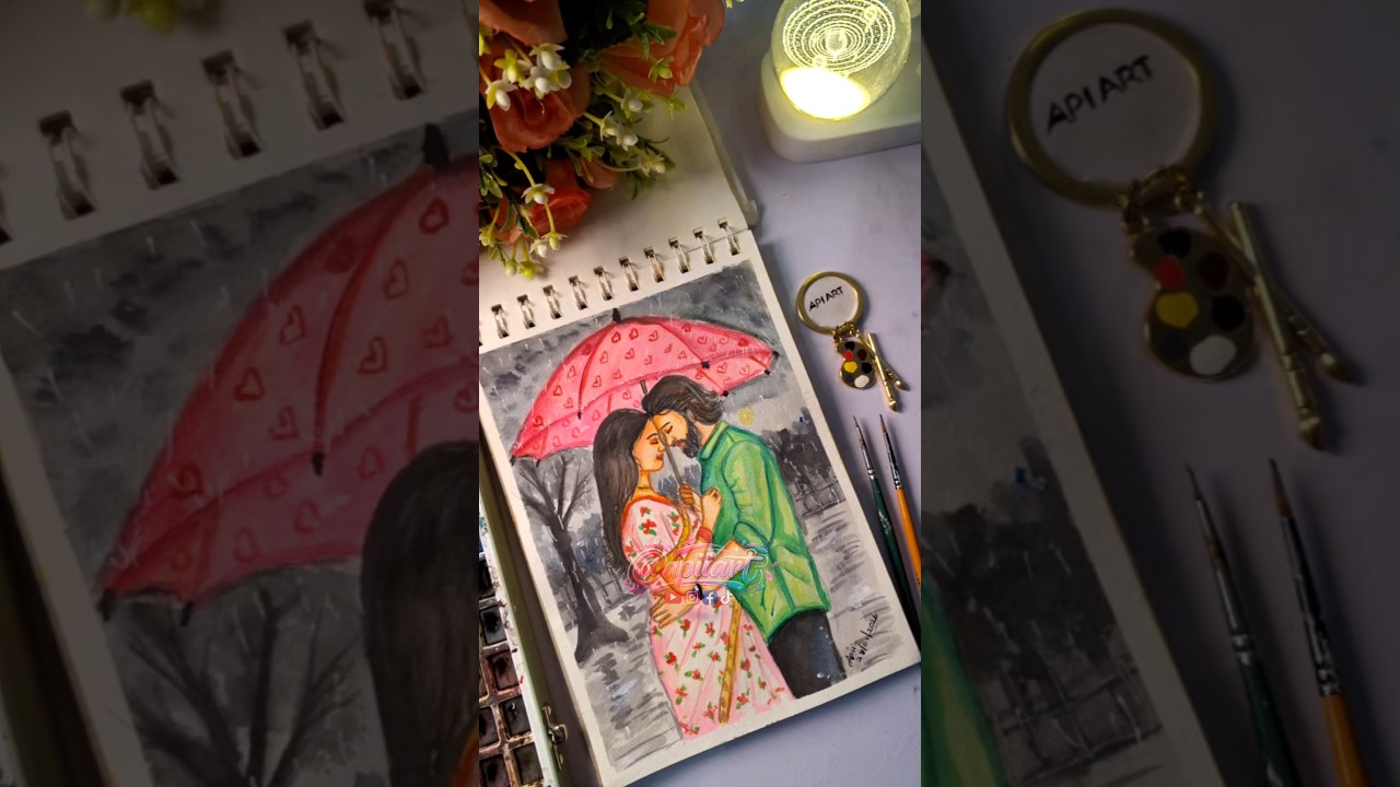 Love in the Rain 🌧️💖 | Watercolor Painting 