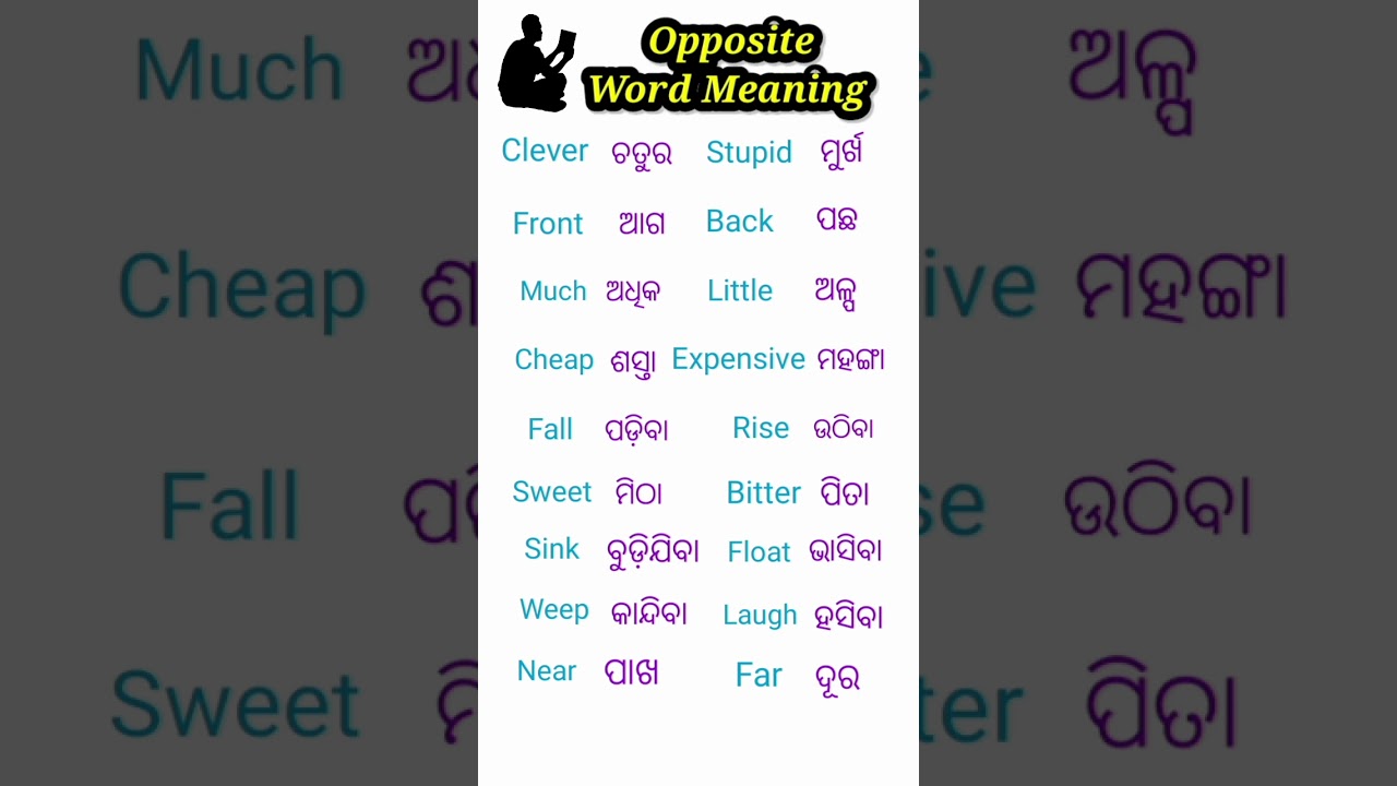 Opposite Word Meaning | English To Odia Opposite Words | #Shorts #English