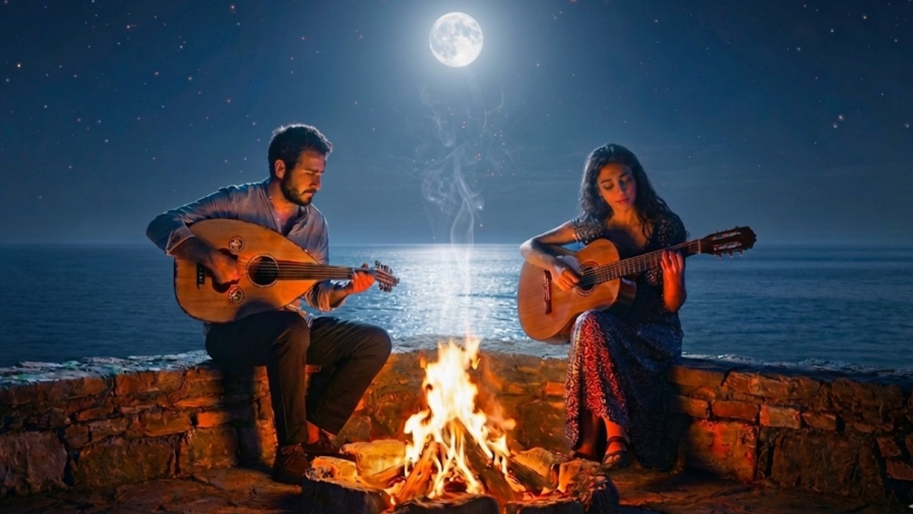 45 Min Best Arabic Oud & Spanish Guitar | Moonlit Night Relaxation for Deep Focus (Oud Synergy 9) 🌙🔥