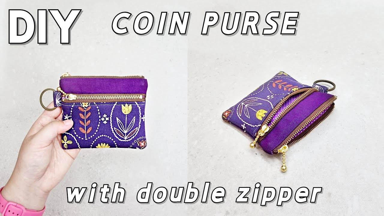 [DIY] Zipper Coin Purse 💜 Easy and quick Sewing | How to make a Double Zipper Wallet