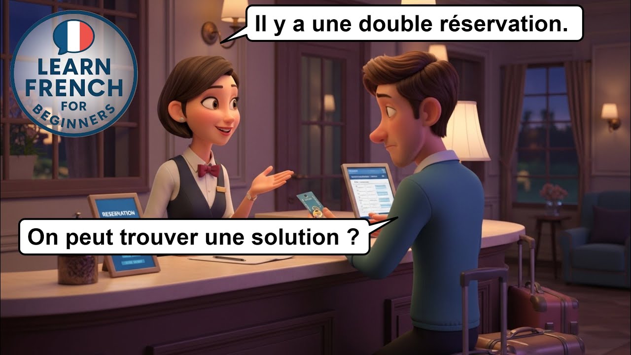 Ошибка бронирования отеля на французском | Диалог бутикового отеля A1-A2