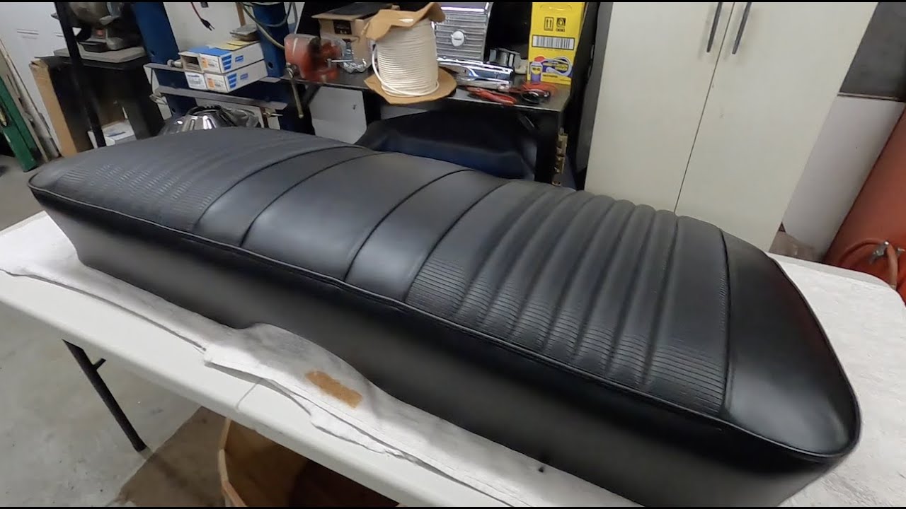 1966 Ford Galaxie 500 convertible restoration part 181 reupholstering back seat bottom