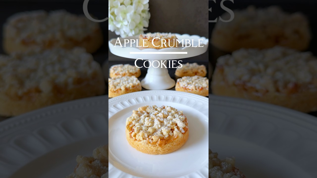 Apple Crumble Cookies Recipe 😍🍎🤍 (in the Description) #apple #crumble #cookies #recipe