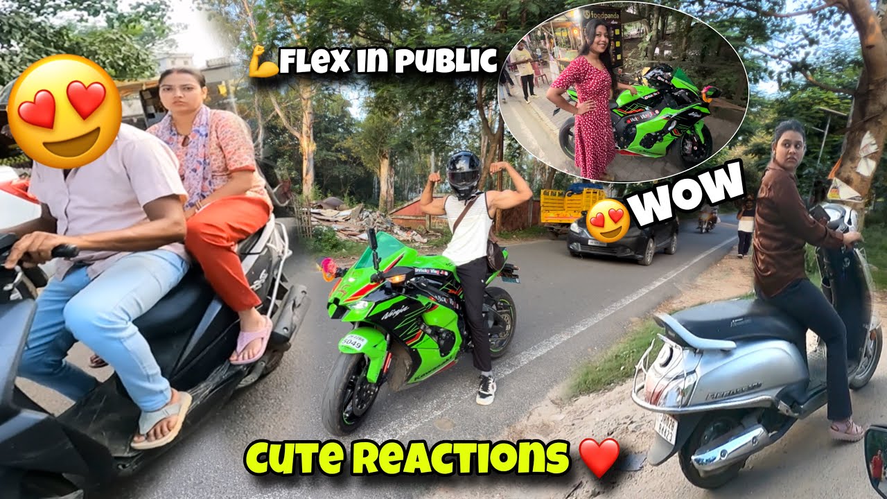 Cute Reaction On My KAWASAKI ZX10R | Flexing On Public #reaction 😍😘