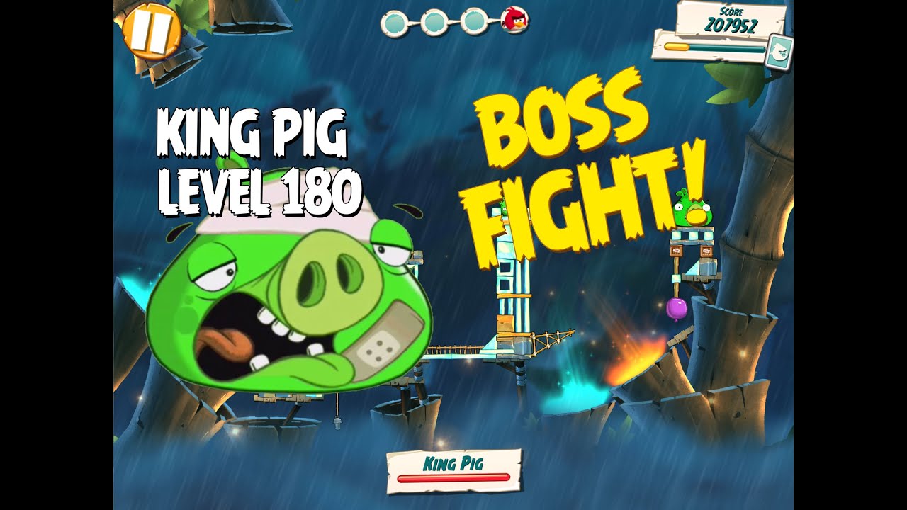 Boss Fight #18! King Pig Level 180 Walkthrough - Angry Birds Under Pigstruction