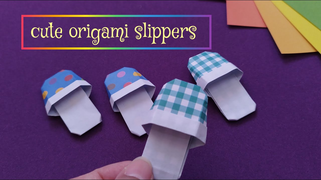 Origami Slippers - How to make mini paper slippers in less than 2 minutes - paper craft easy no glue