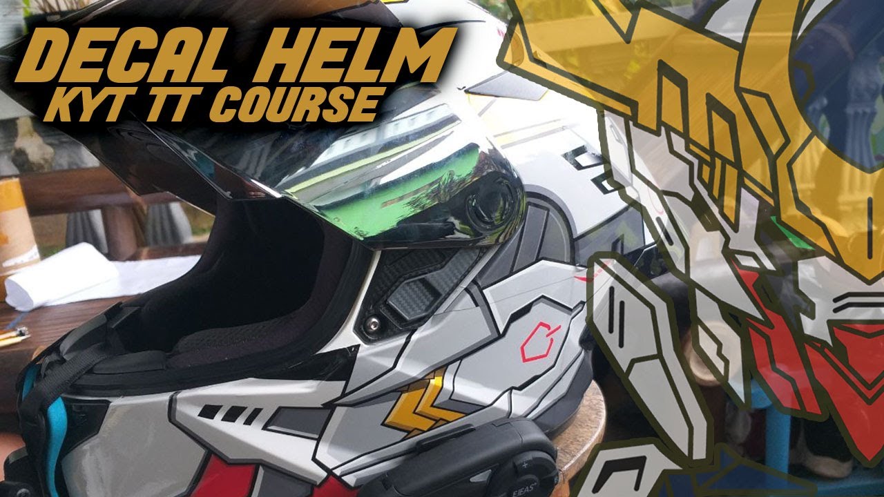 PASANG DECAL GUNDAM BARBATOS DI HELM KYT TT COURSE