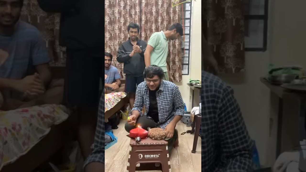 Final hostel birthday = cake war & chaos! 🎉#shorts #vitap #shortvideo #short #CollegeHostelVibes