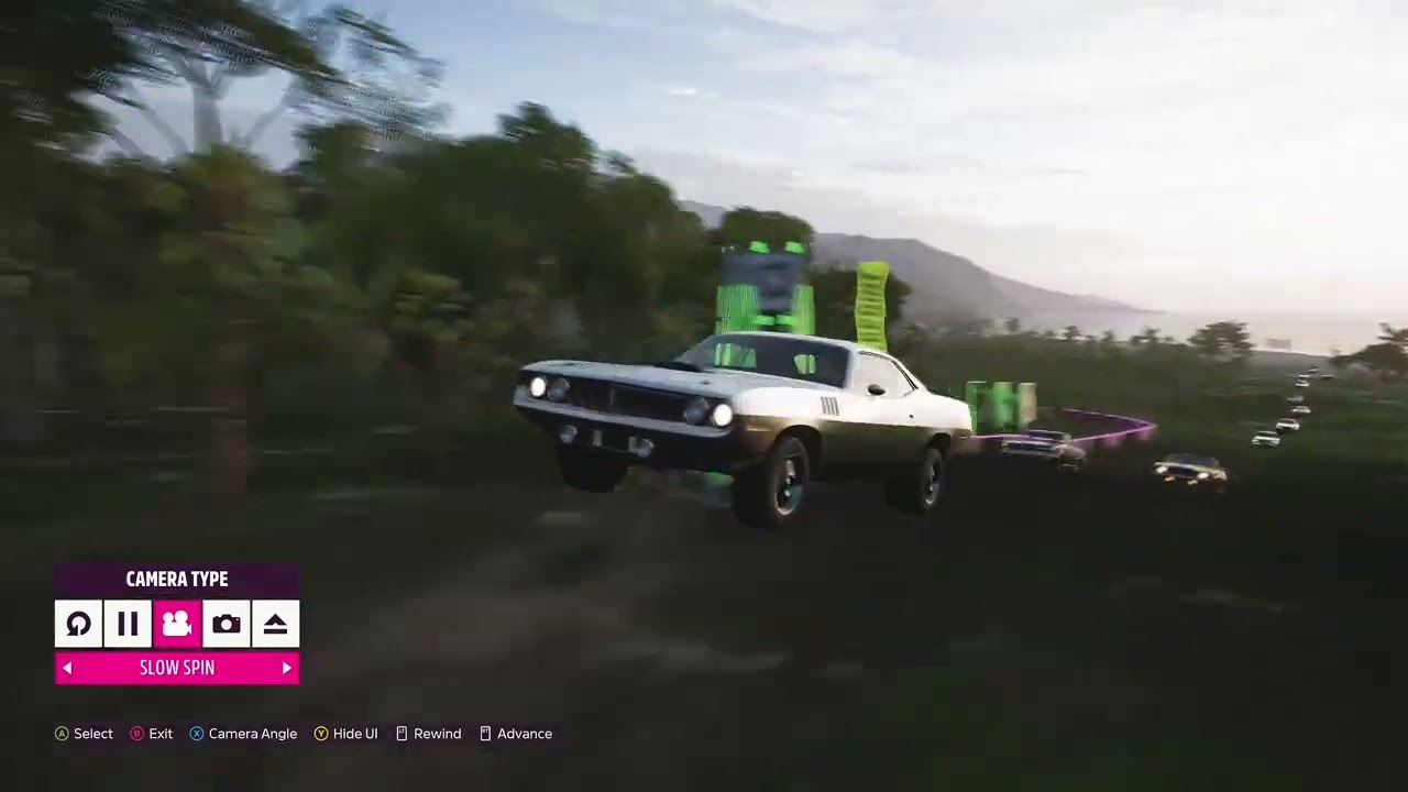 Plymouth barracuda 71 race through forest