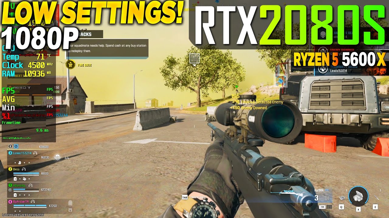 Warzone RTX 2080 Super + Ryzen 5 5600x - 1080p Very Low,