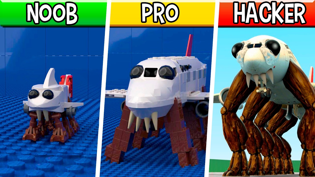 LEGO Crabplane Monster : Noob, Pro, HACKER! (Crabtanic Family)