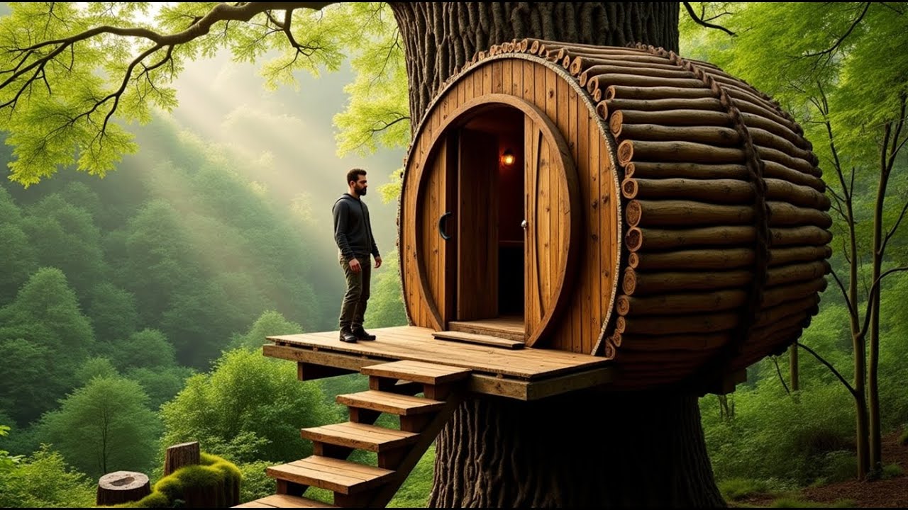 Bushcraft Tree Shelter – Built High on a Giant Tree Using Vines