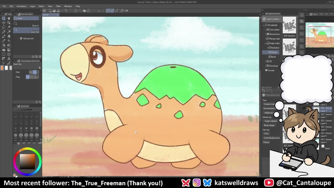 Drawing Numel in Clip Studio Paint - Twitch VOD Timelapse