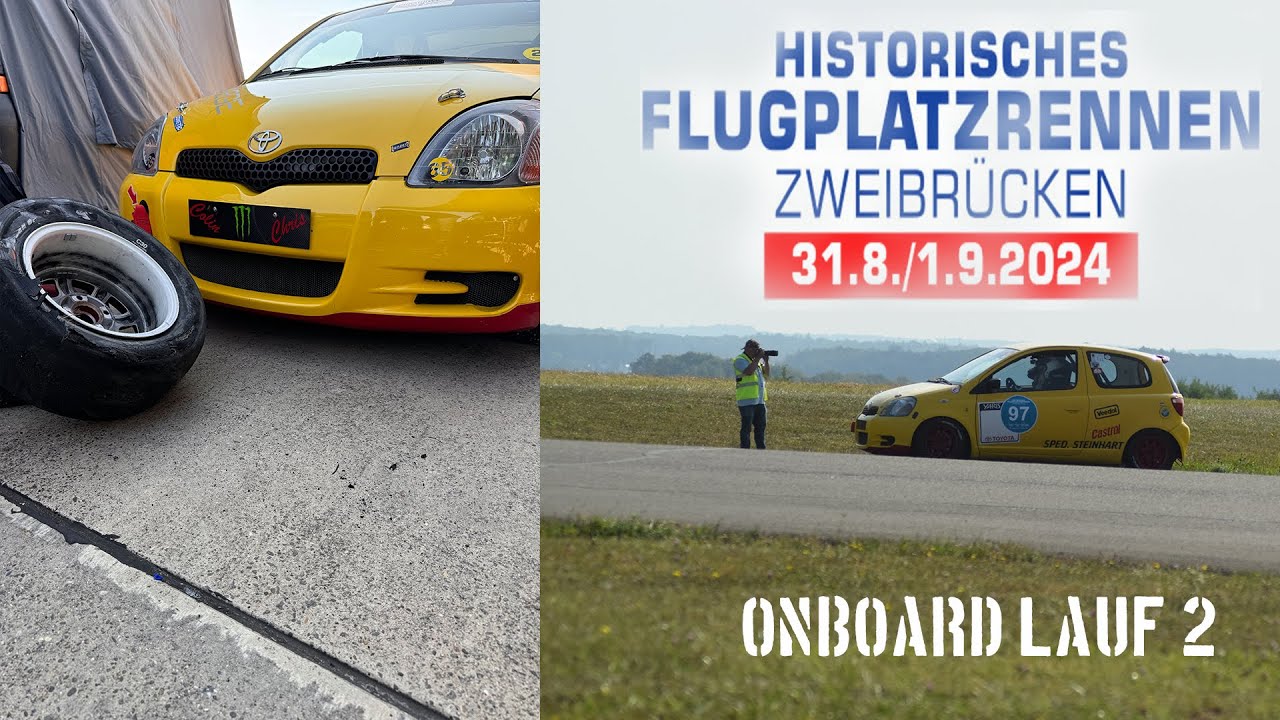 Historisches Flugplatzrennen Zweibrücken 2024. Onboard Toyota Yaris Cup Lauf 2