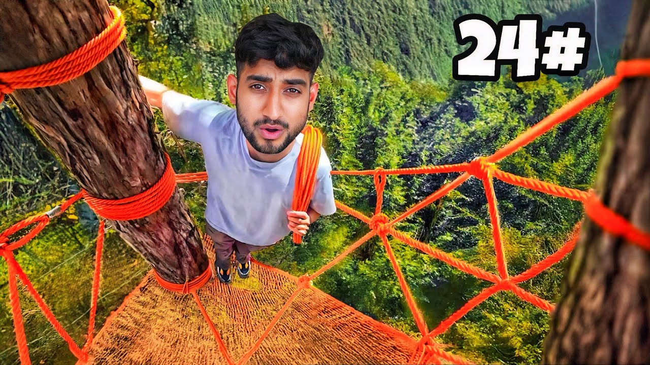 Overnight Survival in a Jungle Rope House We Built! 😱