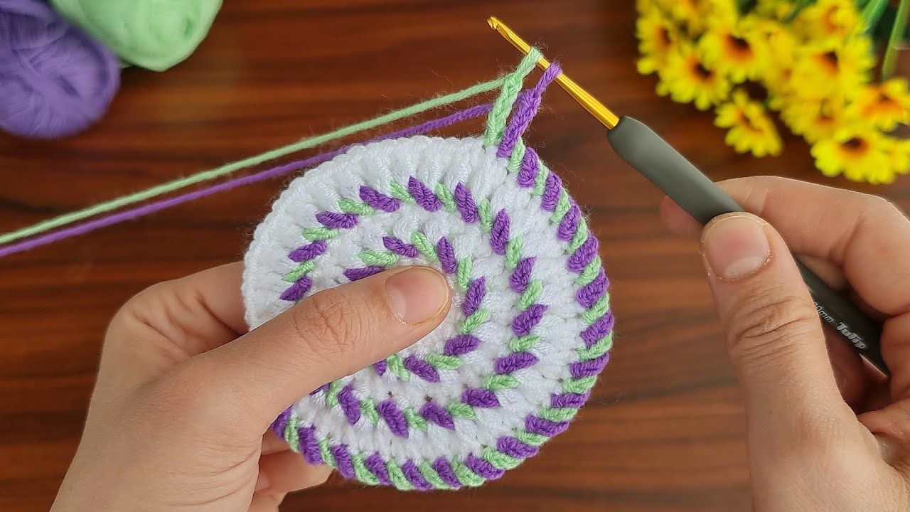 Super easy, very useful crochet beautiful motif crochet coaster ✔ supla bardak altlığı yapımı.🤍🤍👍