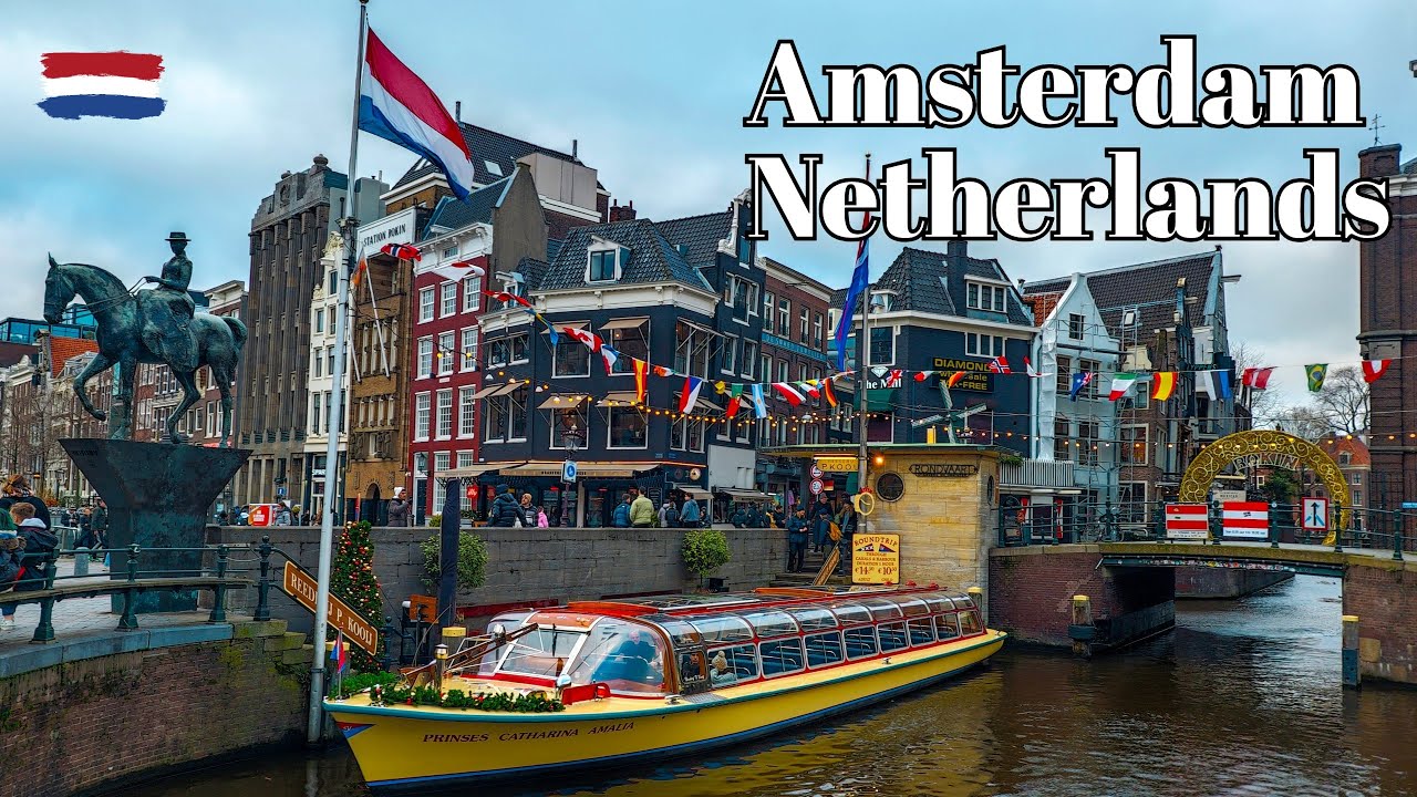🇳🇱 Walking Tour in Amsterdam in December: Canals, Markets, and Ice Skating
