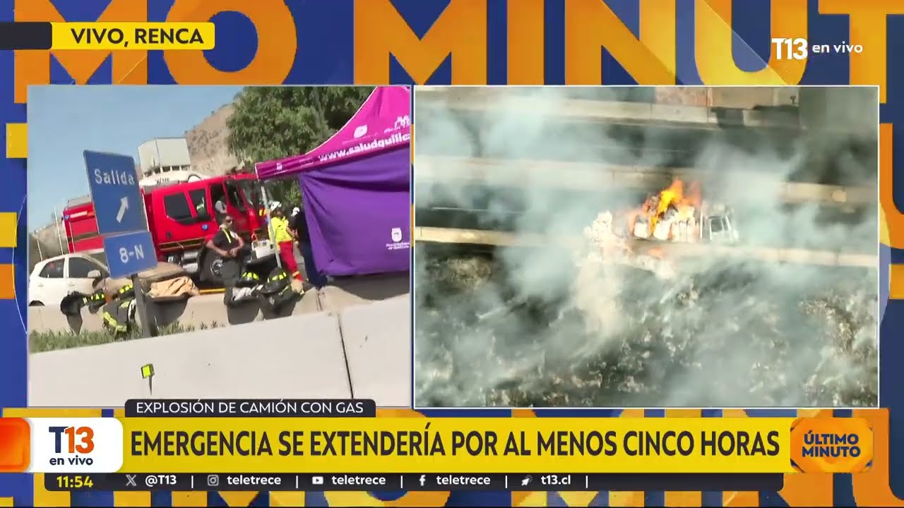 Confirman 4 fallecidos tras explosión e incendio de camión con gas en Renca