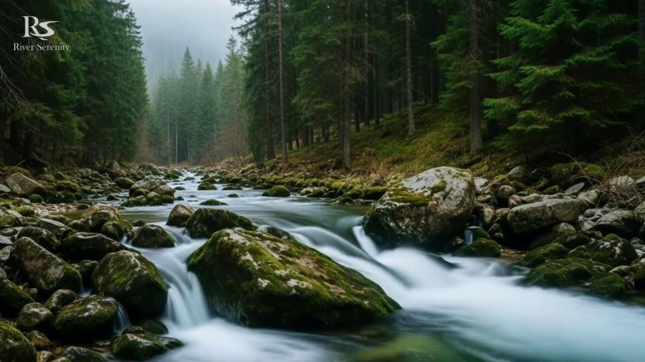 River Sound for Sleeping with Calm Night River Flow Ambience for Stress Relief and Deep Relaxation