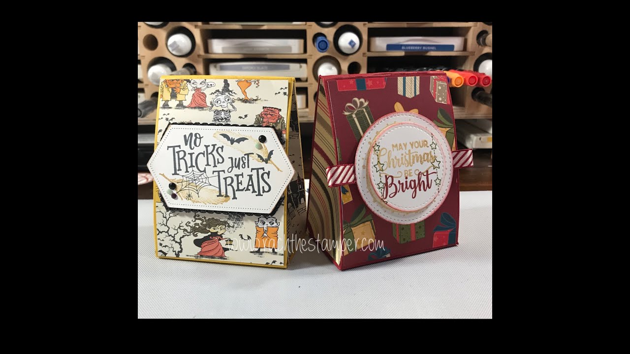 Quick, Flap Closing Halloween and Christmas treat holders, Stampin' Up!