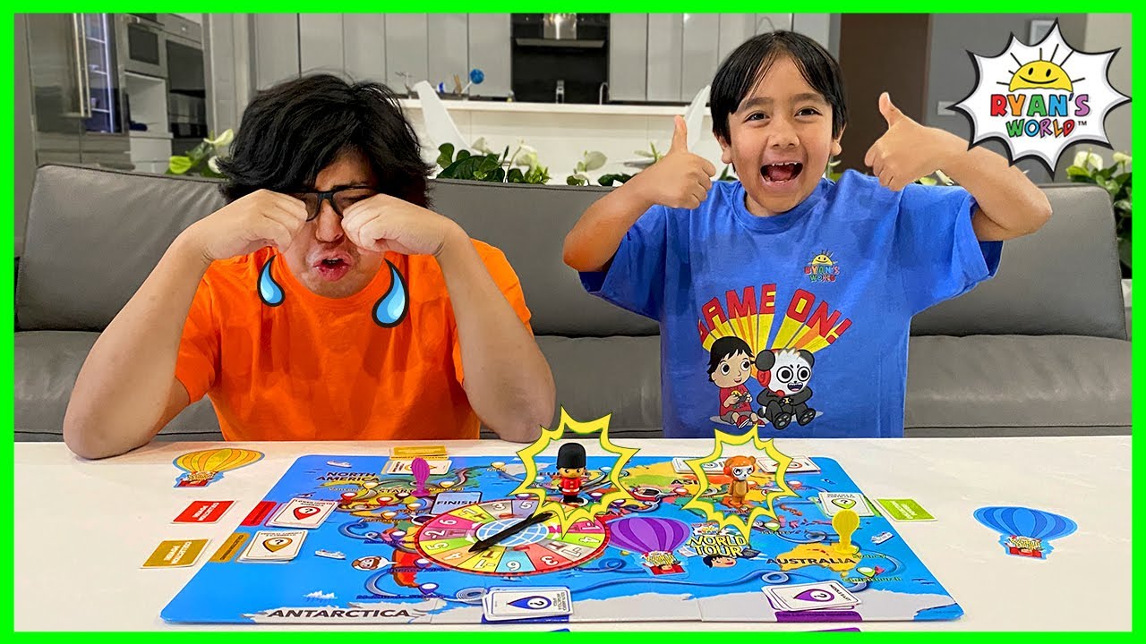 Ryan's World Tour Board Game Family fun with Ryan vs Daddy!!!