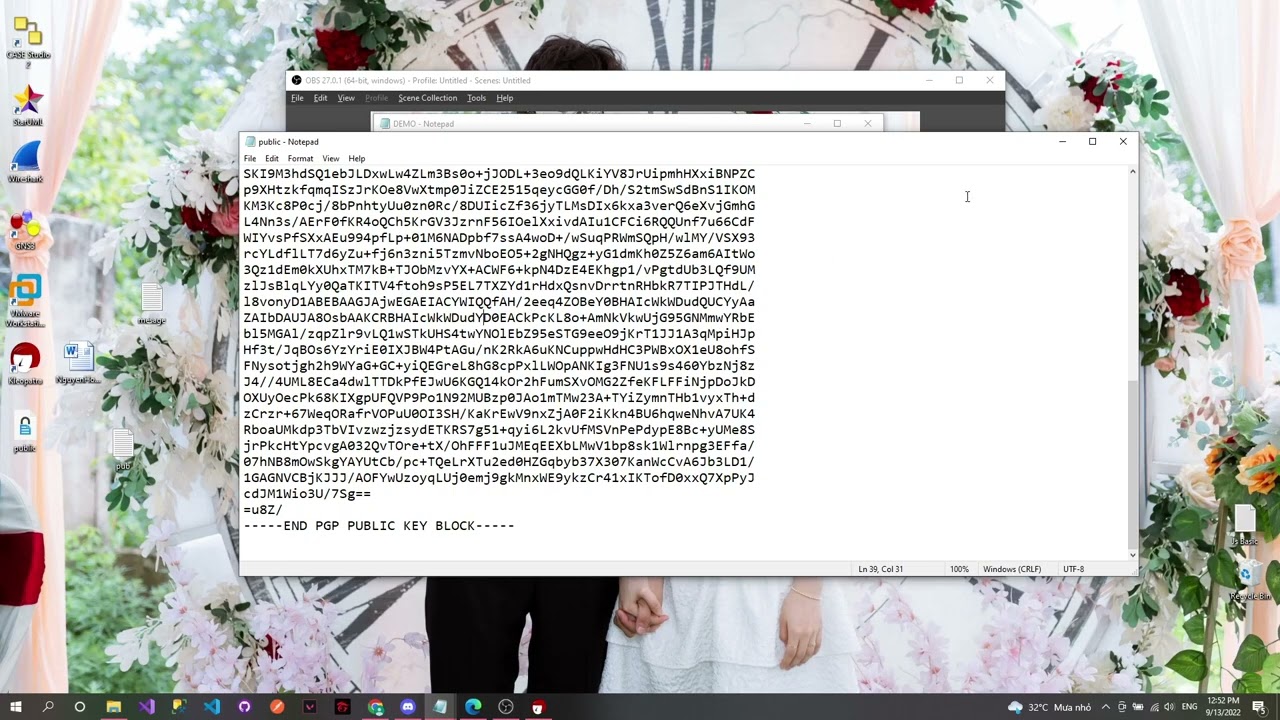 Demo PGP: Kleopatra encrypt/decrypt message