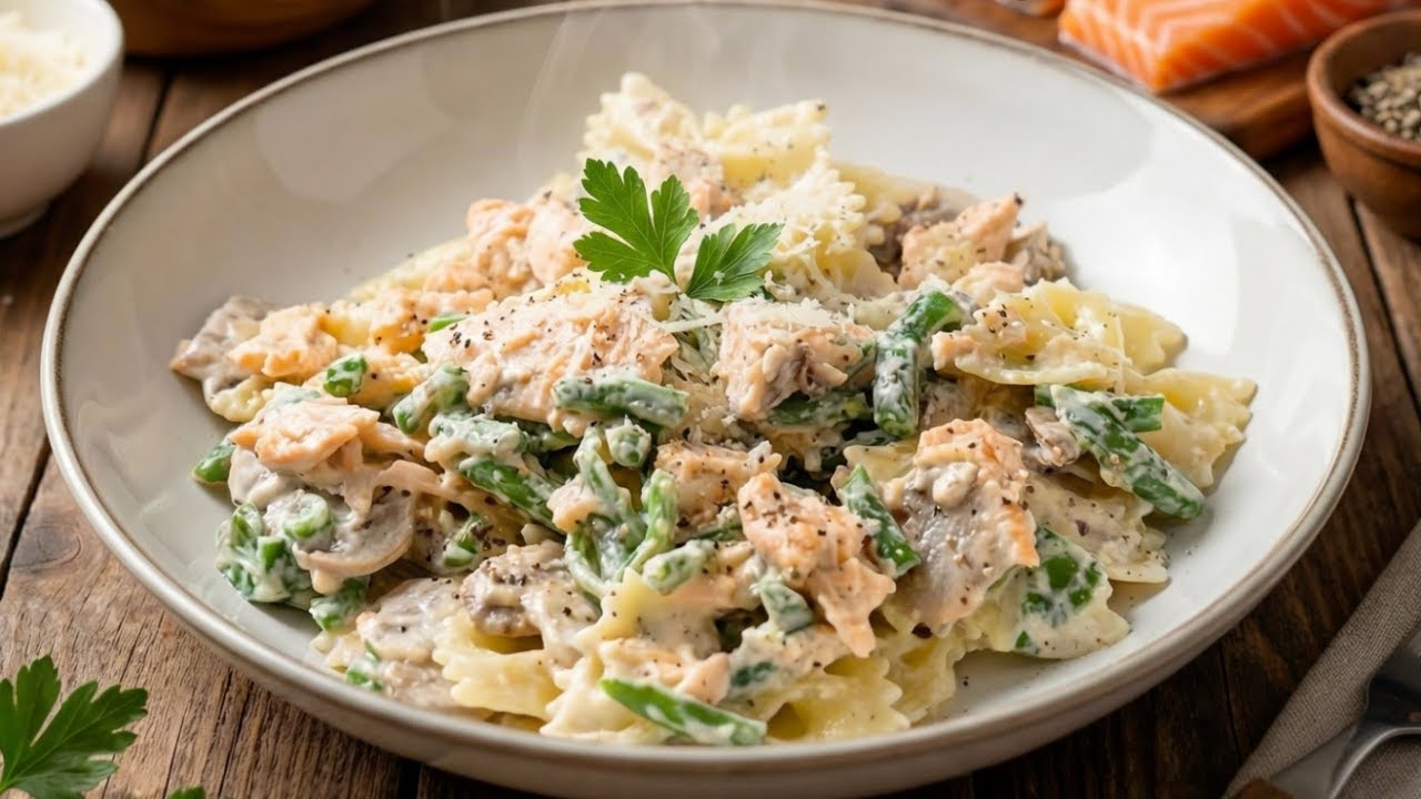 Salmon Pasta with Herb Cream Cheese – Ready in Just 15 Minutes!