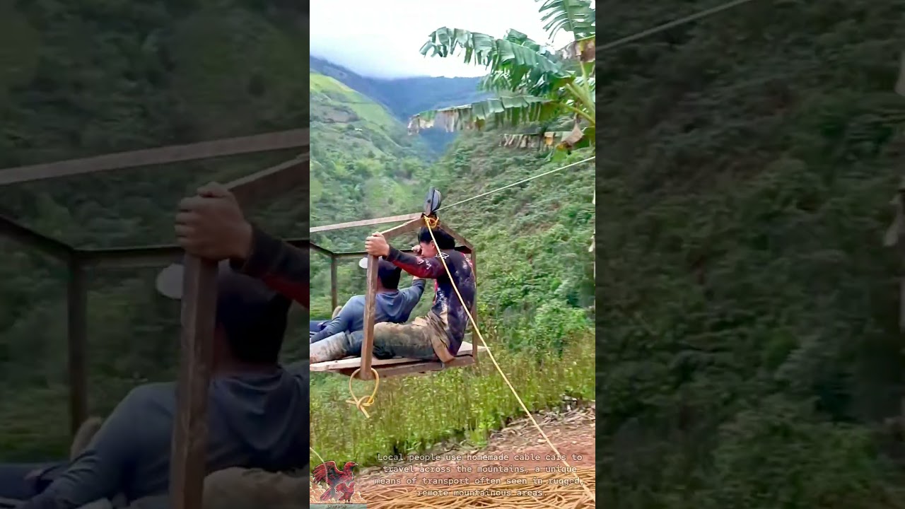 Homemade cable car over rugged mountains #shorts
