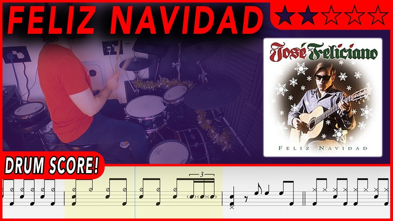 Feliz Navidad - José Feliciano | DRUM SCORE Sheet Music | #398 DRUMSCRIBE