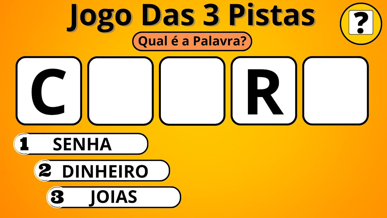 QUIZ - 3 Dicas Para Descobrir Qual é a Palavra | Jogo das 3 Pistas #jogodas3pistas #quiz