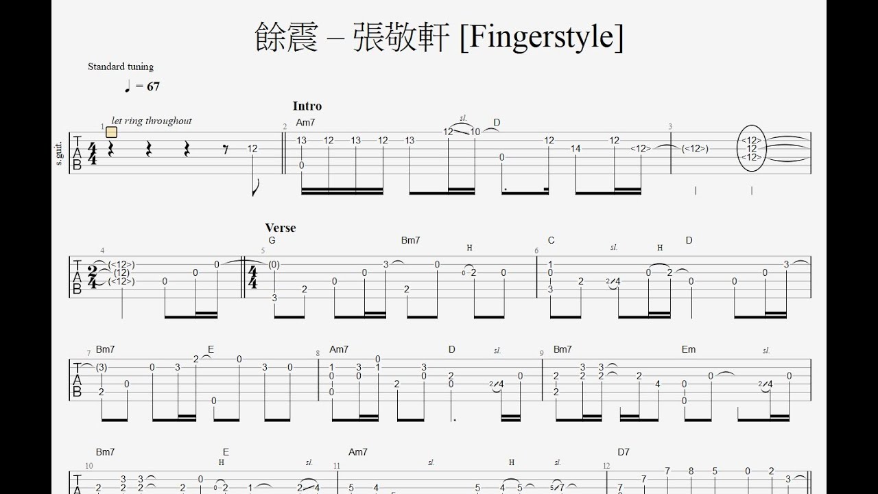餘震 – 張敬軒 [Fingerstyle] 木結他獨奏