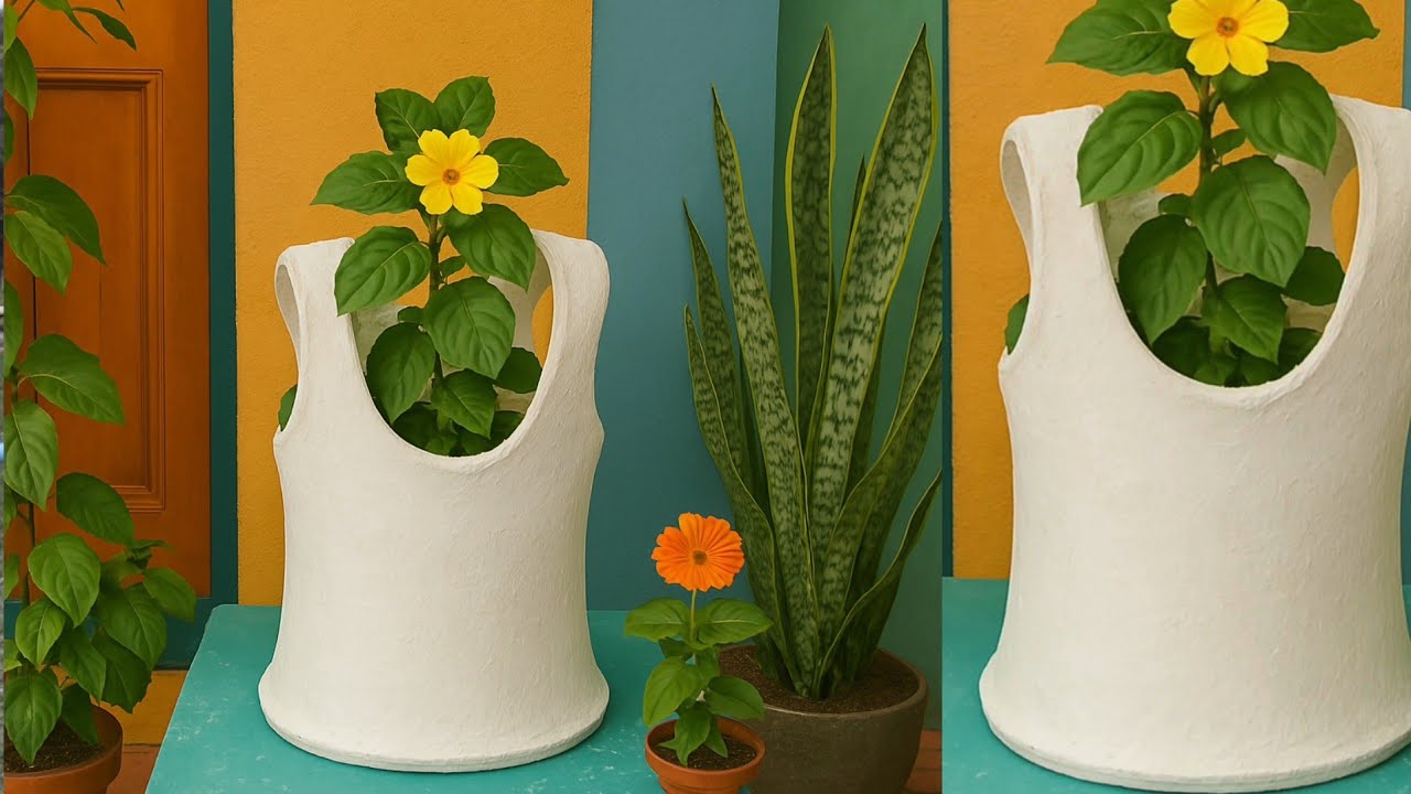 DIY Undershirt Flower Pot.