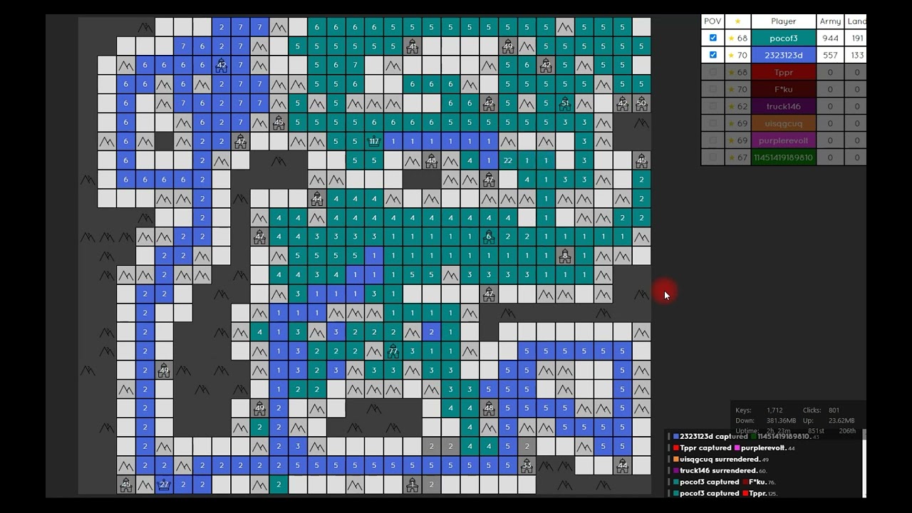 generals.io episode 53, 5 winning FFA games